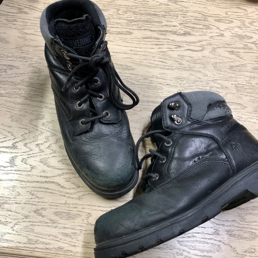 Wolverine Work Boots Mens 8M Black Leather Steel Toe EH W08167 Rugged Utility